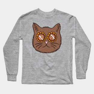 Brown Groovy Cat Long Sleeve T-Shirt